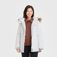 移动端：乐飞叶 户外冬季蓄热保暖加厚工装派克大鹅绒羽绒服女防寒服