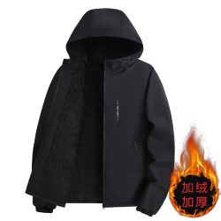 森馬 森马加绒加厚秋冬季男士外套休闲百搭连帽夹克防风防水户外男装冲锋衣 601黑色 加厚 M 建议