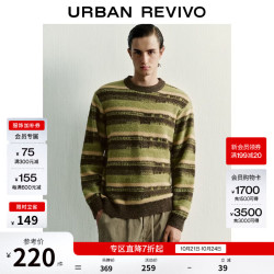 UR UR2026秋季新款男装休闲复古做旧提花条纹针织衫UML960030  绿色条纹 XS