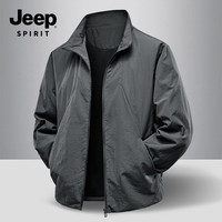 JEEP SPIRIT 轻商务夹克2026秋季新品耐磨休闲百搭立领外套8988 深灰色 XL