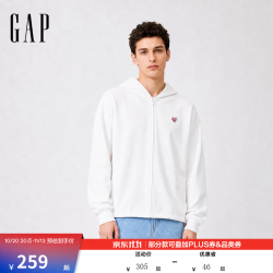 Gap 男女装2026秋新品爱心logo刺绣法式圈织软连帽卫衣1SS623019 白色 XL (1