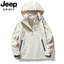JEEP SPIRIT 吉普三合一冲锋衣男女款2026新款情侣春秋冬户外加绒滑雪登山服 LSM6268-男米白（加内胆） M