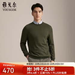 雅戈尔 羊毛衫男羊毛混纺一体成型羊毛衫舒适保暖 咸菜YYHM615246RBA S 95c