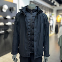 牧高笛 冲锋衣三合一外套男户外防风保暖羽绒服可拆卸夹克衣登山服 钢琴黑ZM24318019 L/175