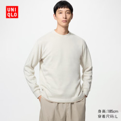 优衣库 486111 柔软针织摇粒绒 乳白色 M 圆领套头衫