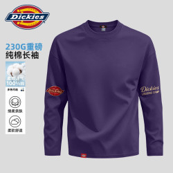 Dickies 男士长袖T恤潮牌230G重磅纯棉春秋宽松圆领男生基础百搭内搭上衣