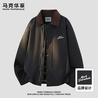 马克华菲 复古底特律风工装夹克男士秋季时尚宽松休闲百搭外套 黑色 4XL