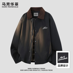 马克华菲 复古底特律风工装夹克男士秋季时尚宽松休闲百搭外套 黑色 4XL