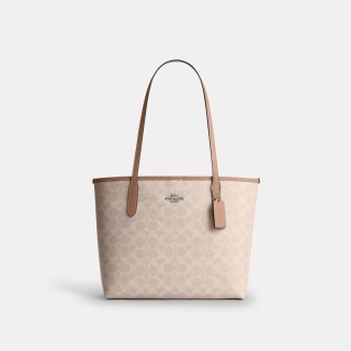 移动端：COACH 官方 奥莱款City 26女士中号老花单肩手提托特包CDX82