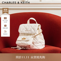 CHARLES & KEITH CK2-60151400 菱格大容量 奶白色 女士双肩包
