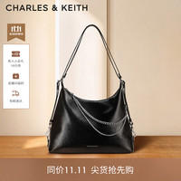 CHARLES & KEITH CHARLES&KEITH大容量链条单肩双肩托特包生日礼物包包女包2026新款CK2-40782798 Noir黑色 L