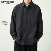 MMOPTOP 日系复古工装衬衫夹克男士春秋季时尚潮流休闲外套MCS07 黑色 L