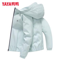 YAYA 鸭鸭（YAYA）轻壳系列新年红轻薄羽绒服短款男女同款2026新款保暖连帽外套HG 薄荷绿色 XL (体重约145-165斤)