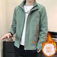 龙牙 秋冬新款加绒立领夹克外套潮流百搭长袖上衣服男装加厚防风衣褂子  加绒 M