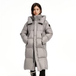 艾莱依 长款鹅绒羽绒服新款时尚休闲气质休闲保暖过膝男女同款外套