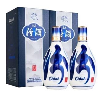 汾酒 42度汾酒青花20 清香型500ml*2瓶新老款包装随机发 有礼袋