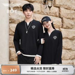 BOY LONDON 时尚百搭假两件长袖T恤26秋冬男女休闲打底衫N00905 黑色 S