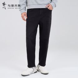 与狼共舞 牛仔裤男士2026秋季新款弹力锥形宽松直筒长裤