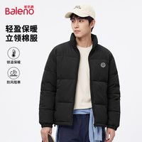移动端：班尼路 黑色轻薄棉服男款2026冬季加厚立领棉衣男士落肩保暖外套A