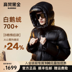高梵 黑金鹅绒服先锋2.0八格羽绒服男长款冬装新款官方品牌加厚外套 黑色 L