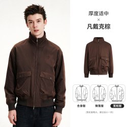 NVG·YOUNG navigare小帆船咖色休闲夹克男秋季新款加绒保暖拉链开衫外套宽松