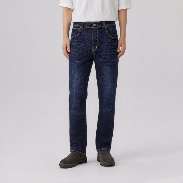Wrangler 男式牛仔裤百搭时尚秋冬款牛仔裤 深蓝色