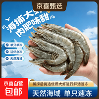 超大海捕大虾 大号海白虾鲜活气冻锁鲜冻基围虾冻青虾海鲜礼盒装 气冻大虾40/50规格3斤装 3斤(净重)