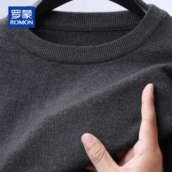 罗蒙 春秋季男士针织衫中青年爸爸装经典毛衣男宽松圆领休闲打底衫男