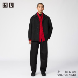 优衣库 廓形无褶长裤男装女装合作款休闲裤裤子487214 09 黑色 82 /170/82A