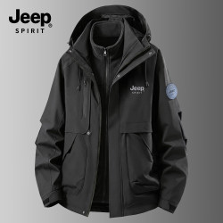JEEP SPIRIT 三防户外夹克男三合一冲锋夹克秋冬季保暖外套男9588 黑色 2XL