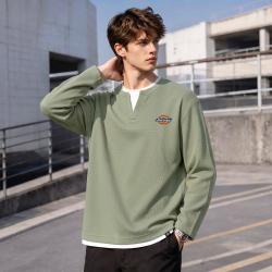 Dickies 长袖t恤男早秋宽松小V领设计上衣高级感通勤穿搭