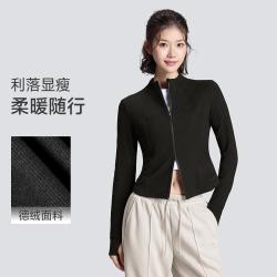 骆驼 外套女秋冬德绒保暖立领修身长袖开衫百搭通勤休闲外套