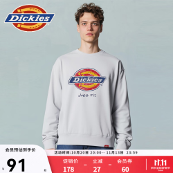 Dickies 长袖圆领卫衣宽松美式圆领印花上衣男女同款DK0A89WQ 白色 M