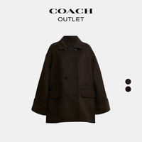 COACH 奥莱女士女式毛呢外套户外风衣通勤旅行百搭 咖啡色