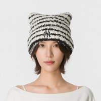 MLB 绒线帽新款男女帽时尚潮流猫耳帽简约休闲户外毛线帽