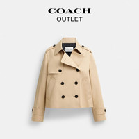 COACH 奥莱女士短款风衣外套高级感商务 亮卡其色