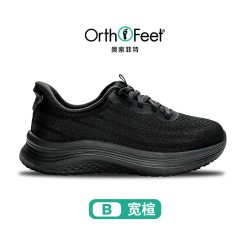 奥索菲特足弓支撑运动休闲鞋女扁平足宽楦黑色跑步鞋子