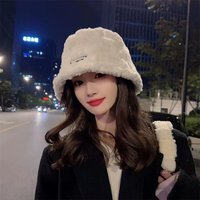 毛绒渔夫帽子女秋冬羊羔绒加厚显脸小保暖