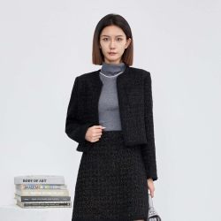 S.DEER sdeer圣迪奥女装小香风套装毛呢短款外套S23482208