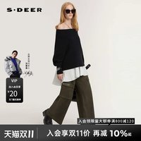 S.DEER sdeer圣迪奥女装25年新品罗纹高领撞色拼接宽松针织衫S25483549