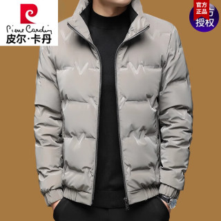 皮尔·卡丹 皮尔卡丹品牌白鸭绒羽绒服男士冬季新款立领保暖御寒短款外套加厚男装上衣 08583灰色 M 90-115斤