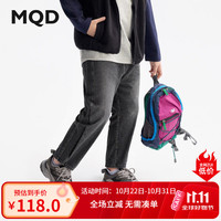 马骑顿 童装男童直筒牛仔裤秋季新款儿童侧边拼接水洗牛仔长裤 碳黑 140