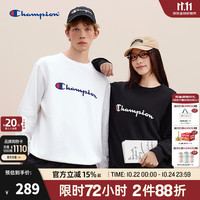 Champion 冠军卫衣男秋季新款美式潮牌大草写logo纯棉圆领长袖上衣女 白色 M