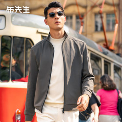布先生 立领夹克衫男士秋季新品双头拉链设计外套 烟松绿 L/175