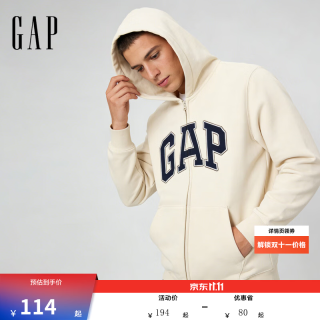 Gap 撞色字母logo连帽卫衣 米色 L(175/96A) 男士上衣