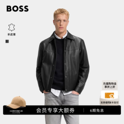 BOSS（服装） BOSS博斯男26秋衬衫式真皮皮衣夹克外套 001-黑色 M (48)