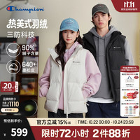 Champion 冠军羽绒马甲男女士2026秋季新款立领面包服简约百搭 米白色 M