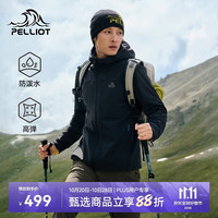 伯希和 冲锋软壳衣男款冬季加绒徒步登山夹克116306070黑XL