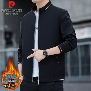 皮尔·卡丹 皮尔卡丹（pierre cardin）外套男秋冬季高端夹克男士潮流商务休闲立领上衣服 黑色常规 2XL