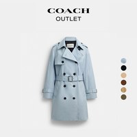 移动端：COACH 奥莱女士中长款复古棕色风衣设计感高级感休闲宽松外套